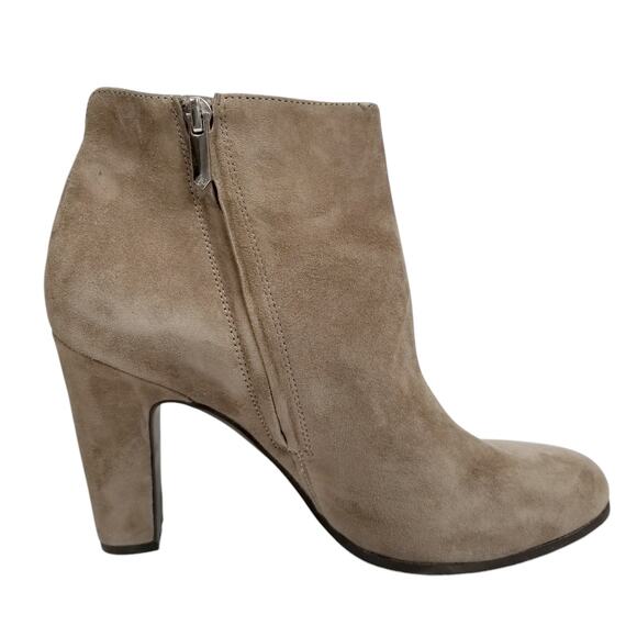 Franco Sarto Women's Sadee Taupe Suede Heeled Ankle Boots Booties Size 8.5 - Picture 3 of 6